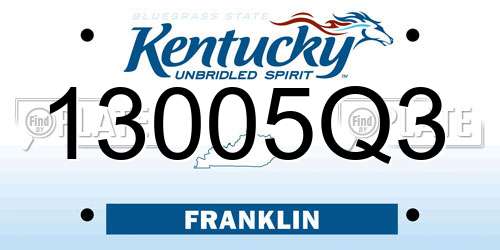 13005Q3 Kentucky License Plate