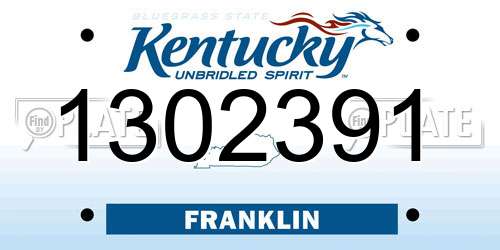 1302391 Kentucky License Plate
