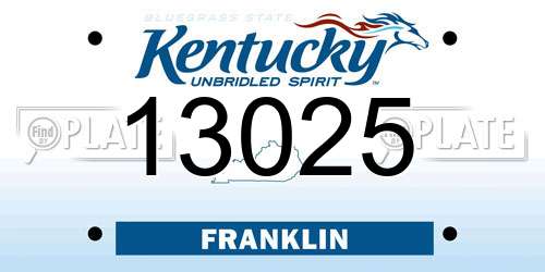 13025 Kentucky License Plate