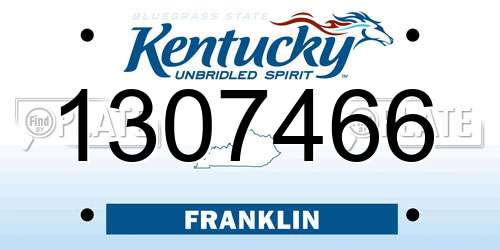 1307466 Kentucky License Plate