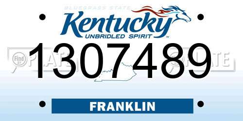 1307489 Kentucky License Plate