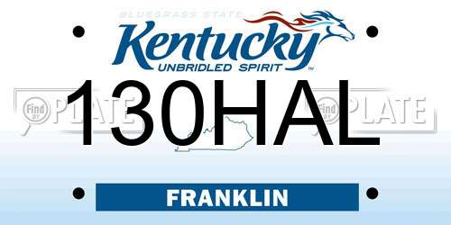 130HAL Kentucky License Plate