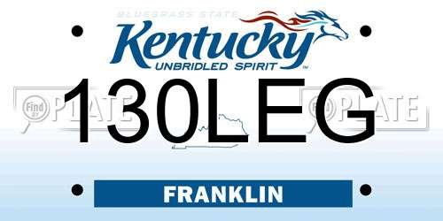 130LEG Kentucky License Plate