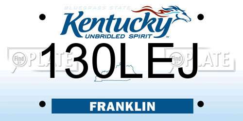 130LEJ Kentucky License Plate