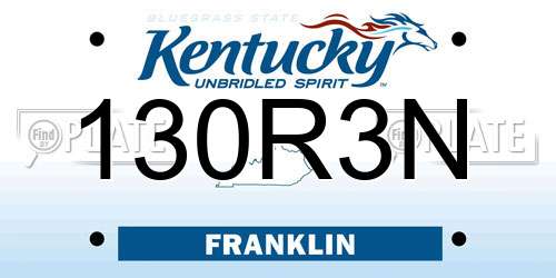 130R3N Kentucky License Plate