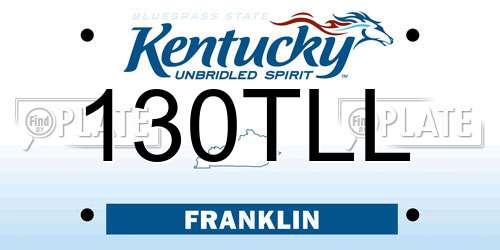 130TLL Kentucky License Plate