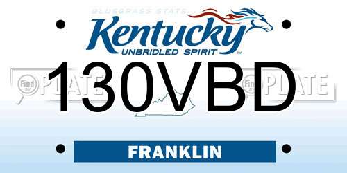 130VBD Kentucky License Plate
