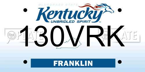 130VRK Kentucky License Plate
