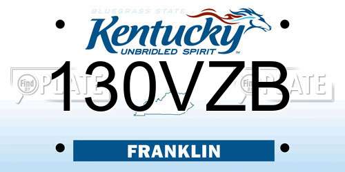 130VZB Kentucky License Plate