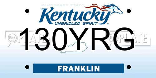 130YRG Kentucky License Plate