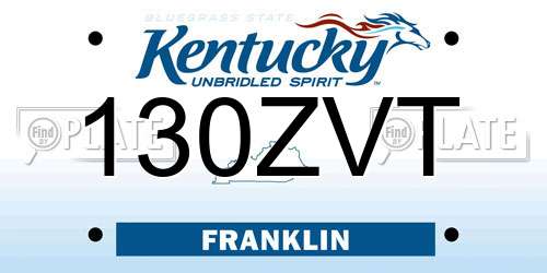 130ZVT Kentucky License Plate
