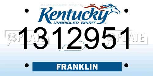 1312951 Kentucky License Plate