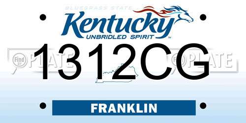 1312CG Kentucky License Plate
