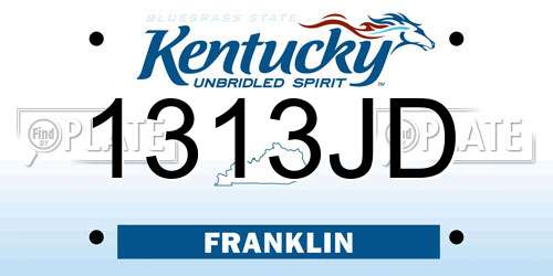 1313JD Kentucky License Plate