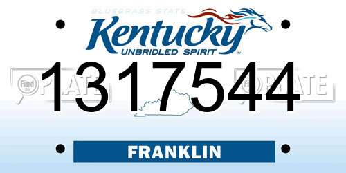 1317544 Kentucky License Plate