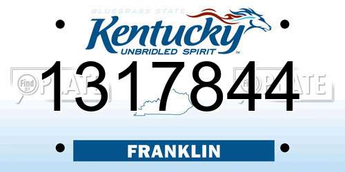 1317844 Kentucky License Plate