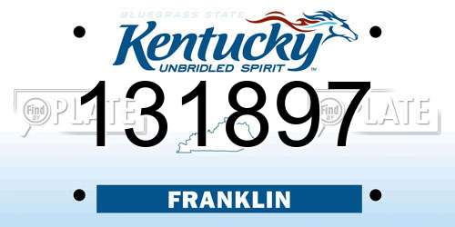 131897 Kentucky License Plate