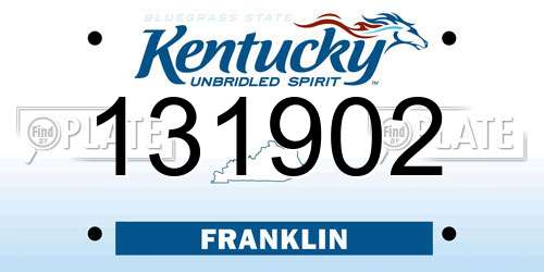 131902 Kentucky License Plate