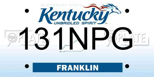 131NPG Kentucky License Plate