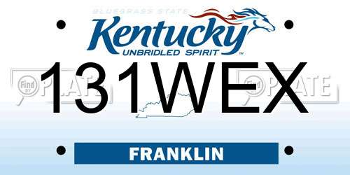 131WEX Kentucky License Plate