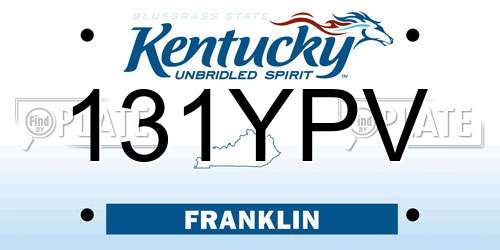 131YPV Kentucky License Plate