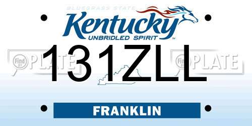 131ZLL Kentucky License Plate