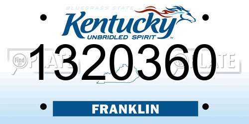 1320360 Kentucky License Plate