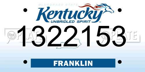 1322153 Kentucky License Plate