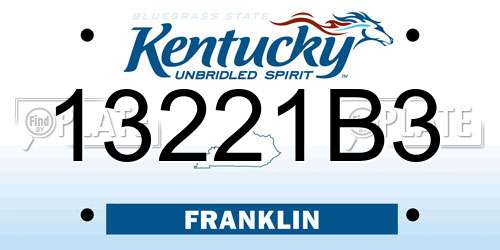 13221B3 Kentucky License Plate