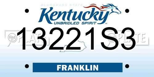 13221S3 Kentucky License Plate