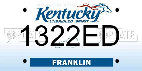 1322ED Kentucky License Plate