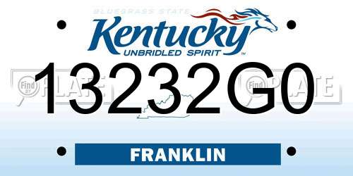 13232G0 Kentucky License Plate