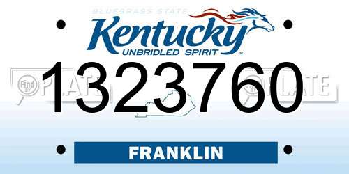 1323760 Kentucky License Plate