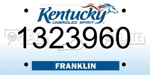 1323960 Kentucky License Plate