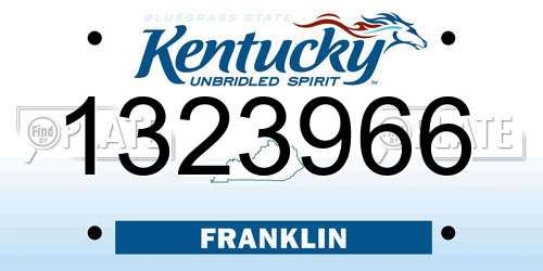 1323966 Kentucky License Plate