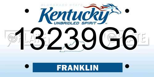 13239G6 Kentucky License Plate