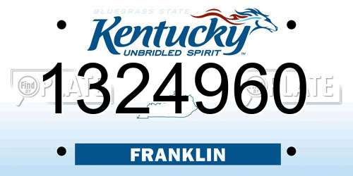 1324960 Kentucky License Plate