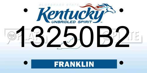13250B2 Kentucky License Plate