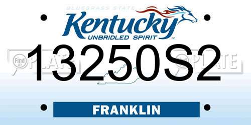 13250S2 Kentucky License Plate