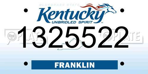 1325522 Kentucky License Plate