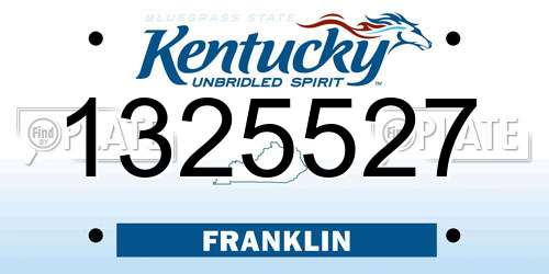 1325527 Kentucky License Plate