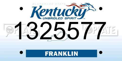 1325577 Kentucky License Plate