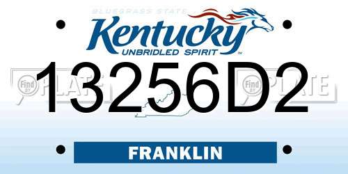 13256D2 Kentucky License Plate