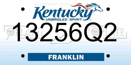 13256Q2 Kentucky License Plate