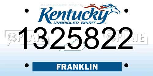 1325822 Kentucky License Plate
