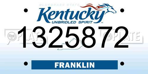 1325872 Kentucky License Plate