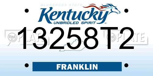 13258T2 Kentucky License Plate