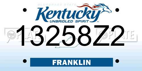 13258Z2 Kentucky License Plate