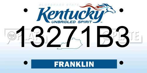 13271B3 Kentucky License Plate