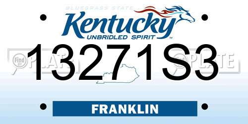13271S3 Kentucky License Plate